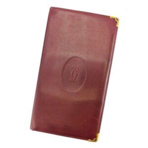 Cartier Long Wallet Mastline Red Gold leather Woman unisex Authentic Used F1473
